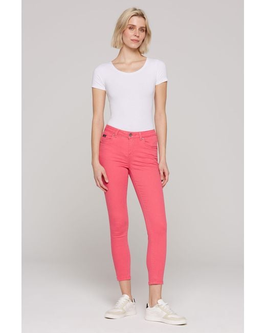 SOCCX Pink Slim-fit-Jeans mit normaler Leibhöhe