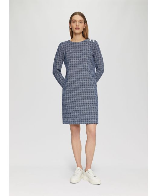 S.oliver Blue Minikleid Kurzes Bouclé-Kleid mit Zierknöpfen Zierknopf