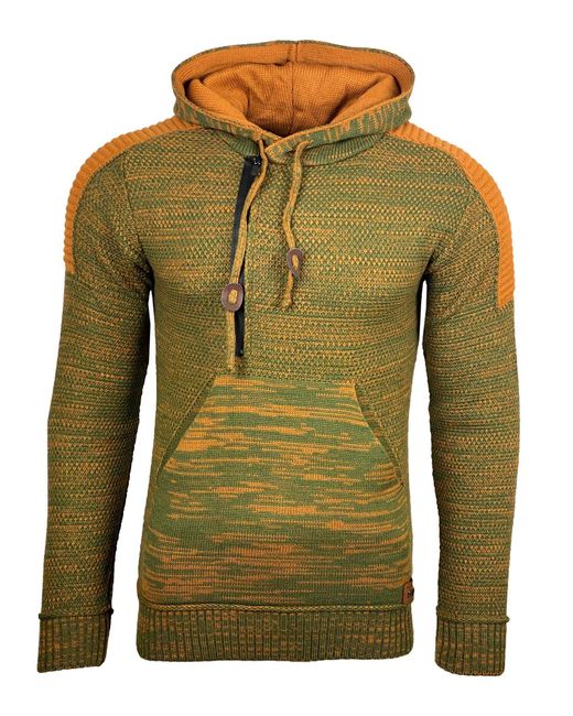 Baxboy Strickpullover Strick Pullover Kapuzenpullover Reißverschluss B_290 in Green für Herren