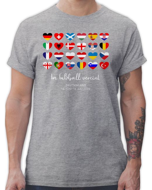 Shirtracer T-Shirt Im Fußball vereint in Gray für Herren