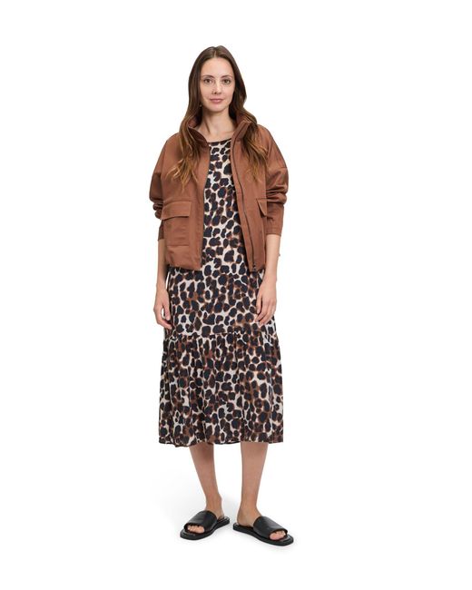 BETTY&CO Brown & Sommerkleid Betty & Co Stufenkleid im Leo-Look Druck