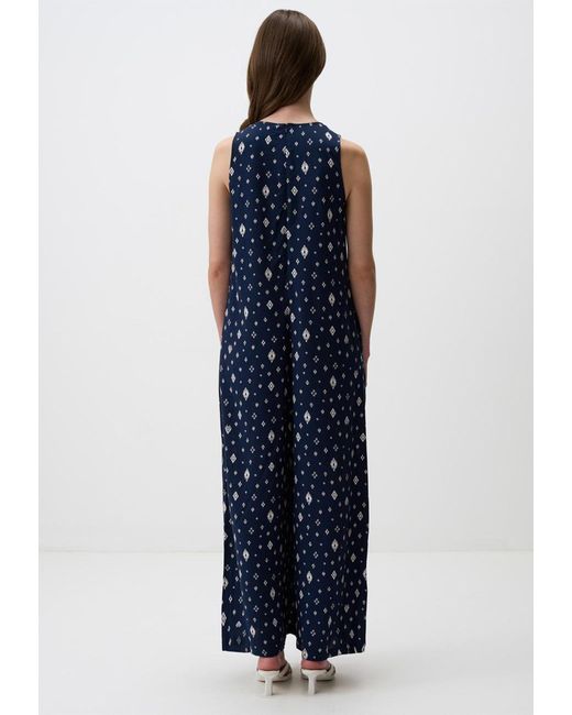 Jimmy Key Blue V-Ausschnitt Ärmellos Gemustert Tasche Jumpsuit