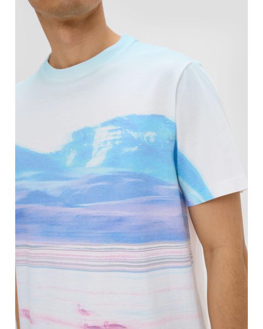 S.oliver Kurzarmshirt T-Shirt aus Baumwollmix mit Fotoprint Artwork in Blue für Herren