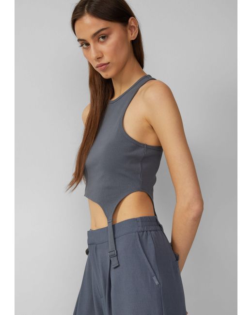 QS Blue Shirttop Ripptop mit Schnallendetail, x Vanessa Mai