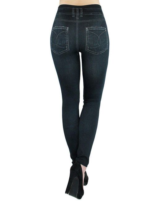 dy_mode Blue Leggings in Jeans Optik Jeggings Jeansleggings High Waist mit elastischem Bund