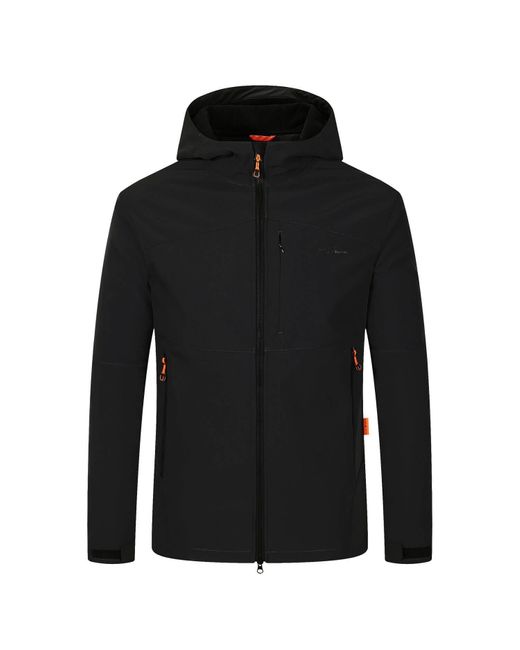 Blue Wave Softshelljacke Jacke Mads mit Fleecefutter und angeschnittener Kapuze in Black für Herren