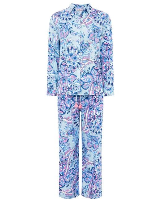 Zwillingsherz Blue Shirtbluse "Happy " mit blauem Paisley Muster