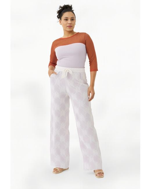 malito more than fashion White Stoffhose 20635 Curvy Spitzenhose Einheitsgröße