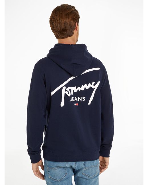 Tommy Hilfiger Kapuzensweatshirt TJM REG ENTRY GRAPHIC HOODIE EXT Große Größen mit Logoprägung in Blue für Herren