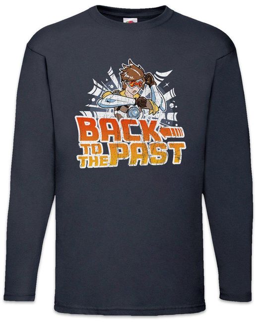 Urban Backwoods Langarmshirt Back To The Past Langarm T-Shirt Zurück 80s In Marty Future Die Car in Blue für Herren