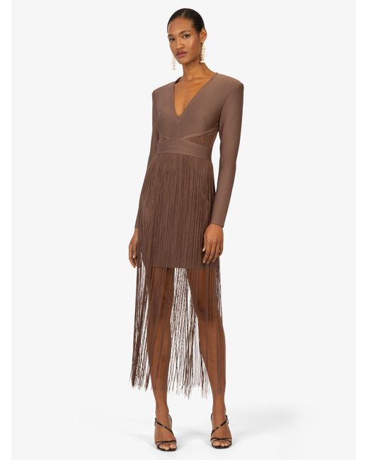 Kraimod Brown Abendkleid mit Fließender Saum