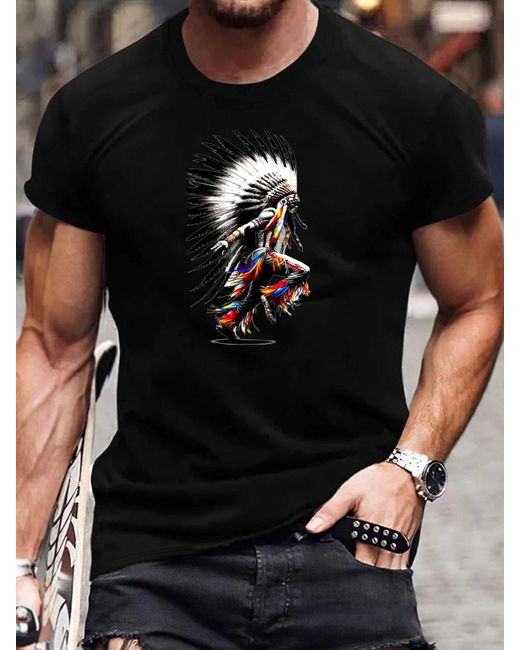 Rmk T- Print Shirt Rundhals kurzarm Streetwear in Black für Herren
