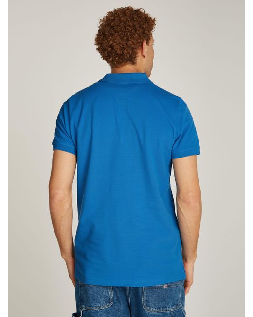 Tommy Hilfiger Poloshirt TJM SLIM PLACKET POLO Piqué mit Polokragen in Blue für Herren