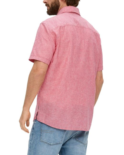 S.oliver Kurzarmhemd in Pink für Herren