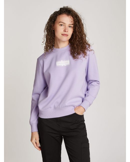Calvin Klein Purple Sweatshirt OUTLINED CK REGULAR CN mit Logodruck