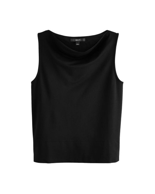 Next Black Shirttop Ärmelloses Oberteil mit Wasserfallausschnitt (1-tlg)