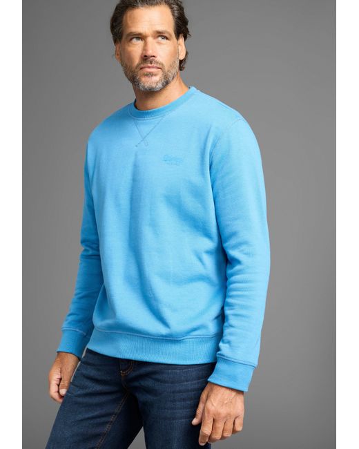 Man's World Man's World Sweatshirt Langarm, Basic-Stil, unifarben, Rundhalsausschnitt in Blue für Herren