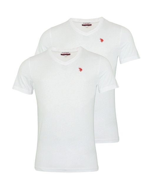 U.S. POLO ASSN. Shirt Pack T-Shirts V-Neck Shortsleeve (2-tlg) in White für Herren