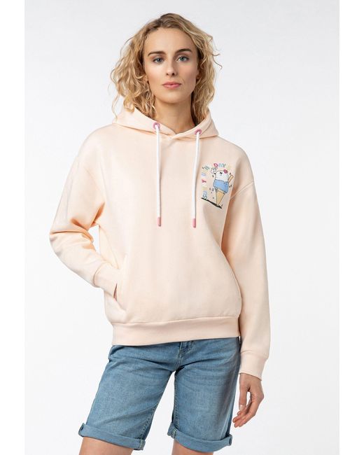 Sublevel Natural Kapuzenpullover mit Sommer-Backprint und Kapuze