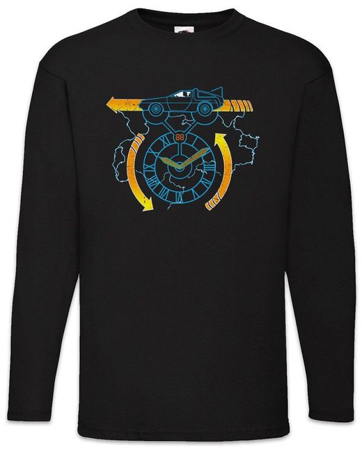 Urban Backwoods Langarmshirt Clocktower 88 Miles Langarm T-Shirt Zurück Eighties In McFly Die Back in Blue für Herren