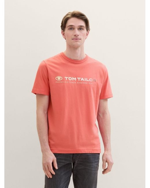 Tom Tailor T-Shirt mit Logo Print in Red für Herren