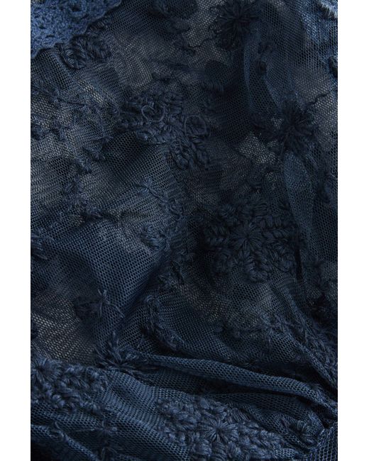 Next Blue Blusenshirt Transparente hochgeschlossene Spitzenbluse (1-tlg)