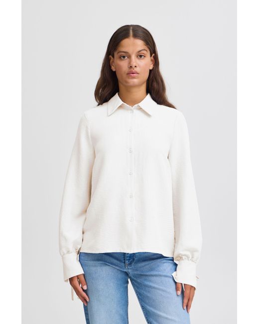 Ichi White Langarmbluse IXNAIMA SH elegante Bluse mit Ärmeldetails