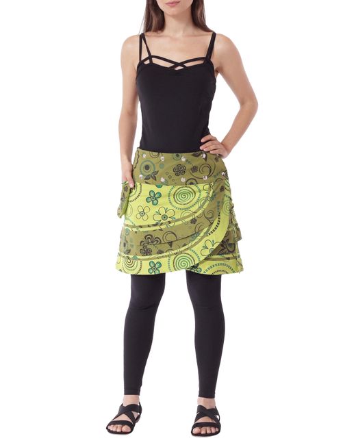 PUREWONDER Yellow Wickelrock Rock mit Tasche und Schnürung sk182 Baumwolle Einheitsgröße