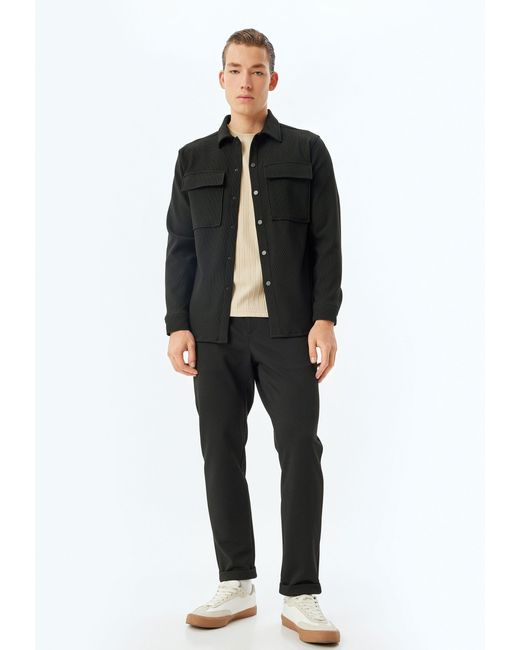 Koton Hemdjacke Regular Mit Knöpfen in Black für Herren