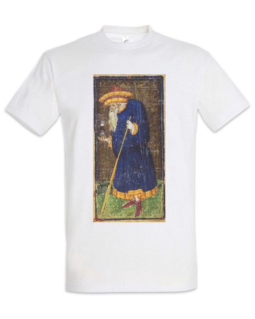 Urban Backwoods Print- Tarot Arcanum Hermit T-Shirt Weiß Größe L in White für Herren