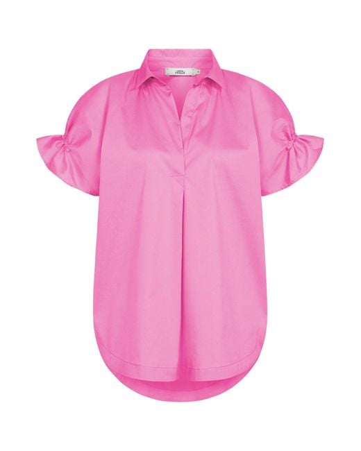 0039 Italy Pink Kurzarmbluse Bluse DERRY FANCY mit Baumwolle