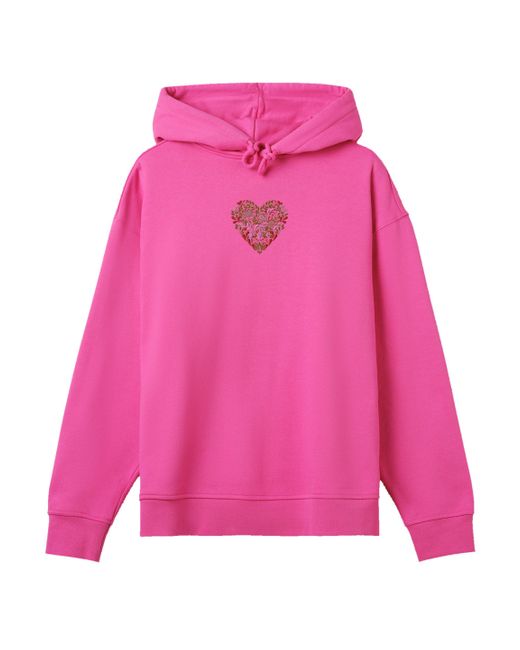 F4NT4STIC Pink Kapuzenpullover Blumen Herz bestickt, Premium Qualität
