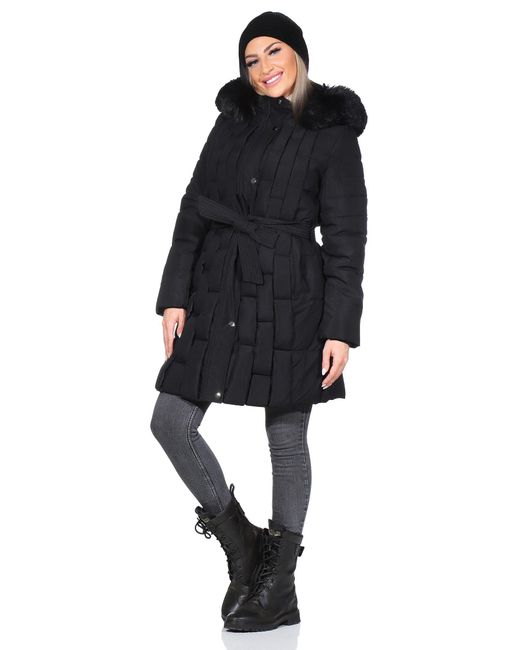 Aurela Damenmode Black Aurela mode Kurzmantel Steppmantel gefütterter mantel in großen Größen erhältlich