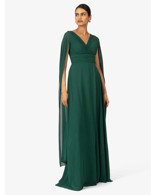 Kraimod Green Abendkleid aus hochwertigem Polyester Material mit Capeärmel