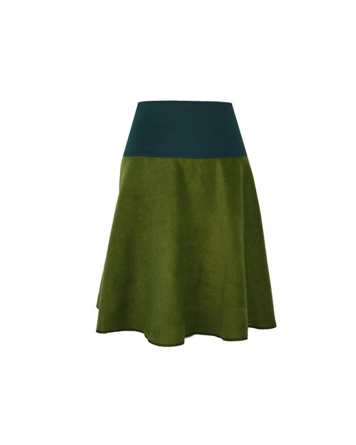 dunkle design Green A-Linien-Rock Fleece 57cm elastischer Bund