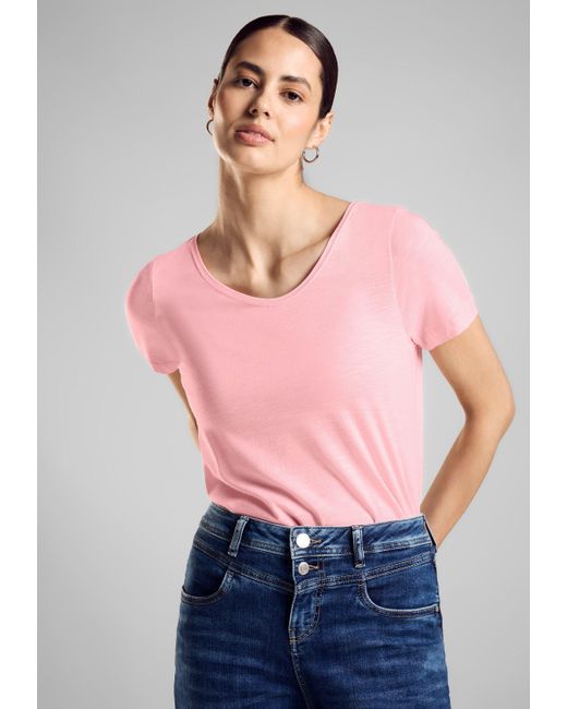 Street One Pink - Basic T-Shirt - Kurzarmshirt einfarbig