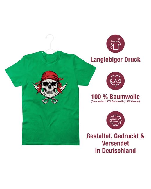 Shirtracer T-Shirt Böser , Piraten Totenkopf, Pirates, Seeräuber, Freibeuter Pirat in Green für Herren