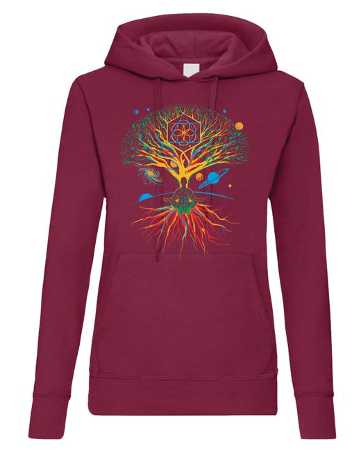 Youth Designz Red Kapuzenpullover Hoodie Pullover "Bunter Baum" schöne Natur mit trendigem Frontprint