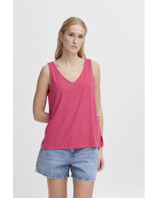 Ichi Red Shirttop IHREBEL modisches Top mit V-Ausschnitt