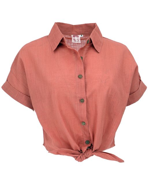 Guru-Shop Pink Longbluse Leichte Baumwoll Bluse, Sommerbluse zum Binden.. alternative Bekleidung