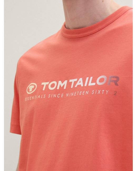 Tom Tailor T-Shirt mit Logo Print in Red für Herren