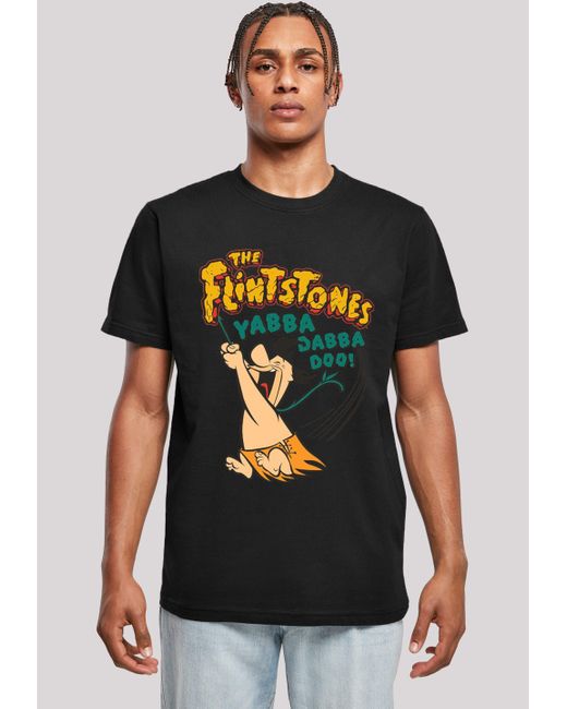 F4NT4STIC T-Shirt Die Familie Feuerstein Fred Yabba Dabba Doo ,Premium Merch,Regular-Fit,Basic,Bedruckt in Black für Herren
