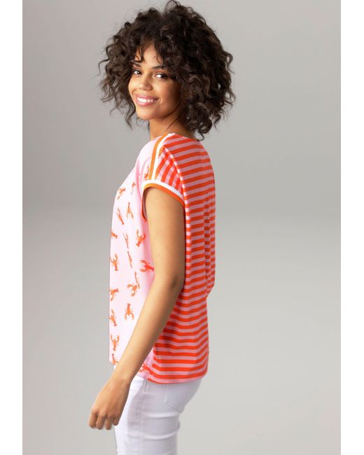 Aniston CASUAL T-Shirt mit kleinen Hummern oder graphischem Dessin in Pink  | Lyst DE