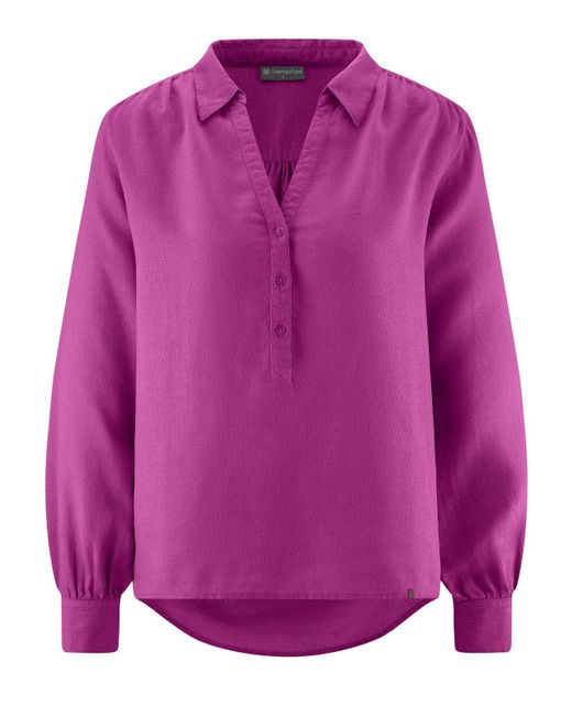 HempAge Purple Hemdbluse DH135 Schlupfbluse