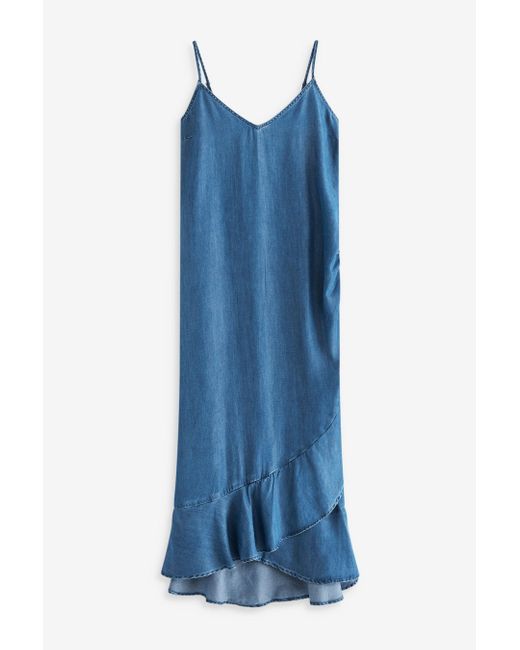 Next Jeanskleid Lyocell-Kleid mit Rüschensaum (1-tlg) in Blau | Lyst DE