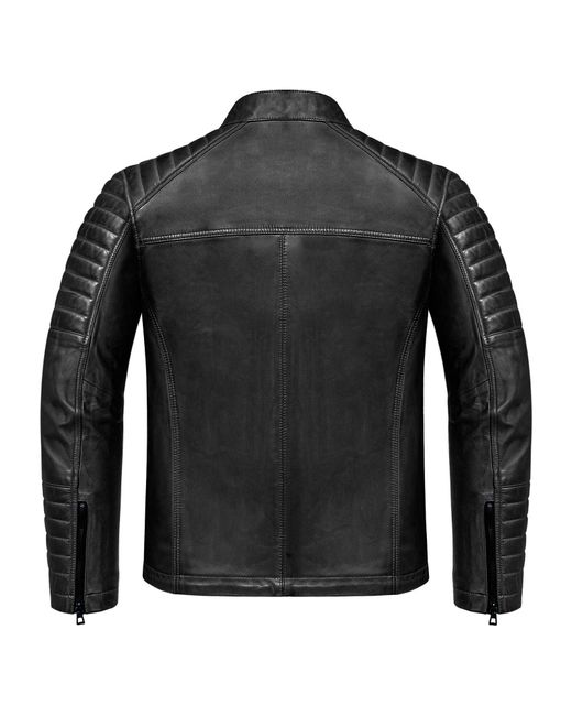 Amaci&Sons Ventura Lederjacke Echtleder Biker Zipper Jacke in Black für Herren