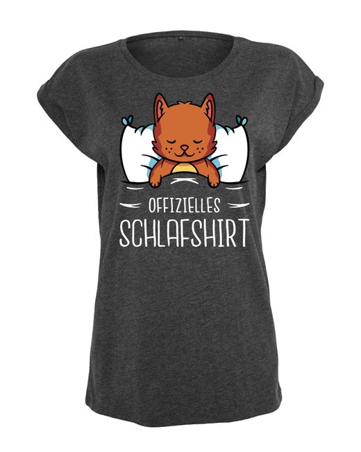 Youth Designz Black Print- "Katze Schlafshirt" T-Shirt Statement Geschenk Motiv mit stylischen lustigen Frontprint für Frauen