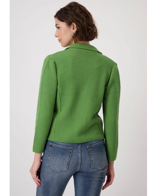 Monari Green Strickjacke mit Reverskragen und Knöpfen