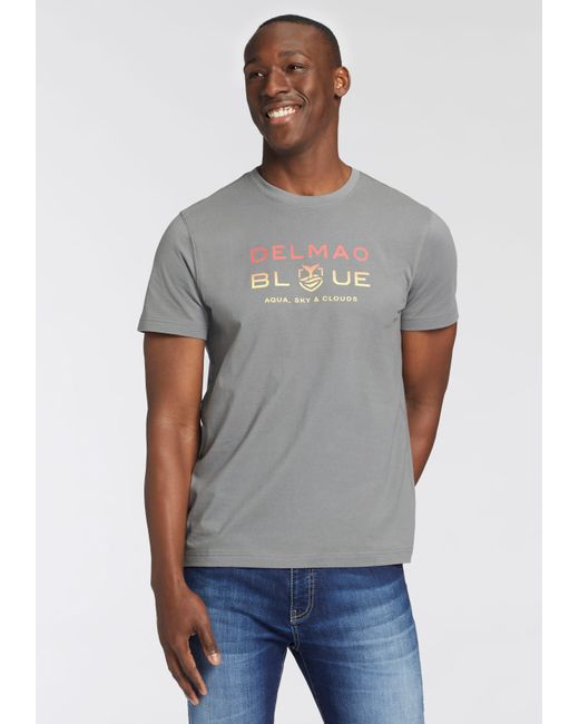 Delmao T-Shirt mit modischem Brustprint in Gray für Herren