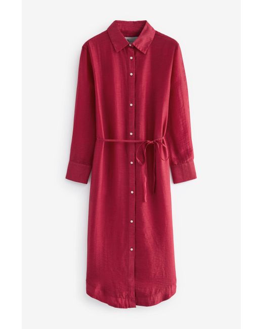 Next Red Blusenkleid Hemdkleid aus Lyocell-Leinen-Gemisch (1-tlg)